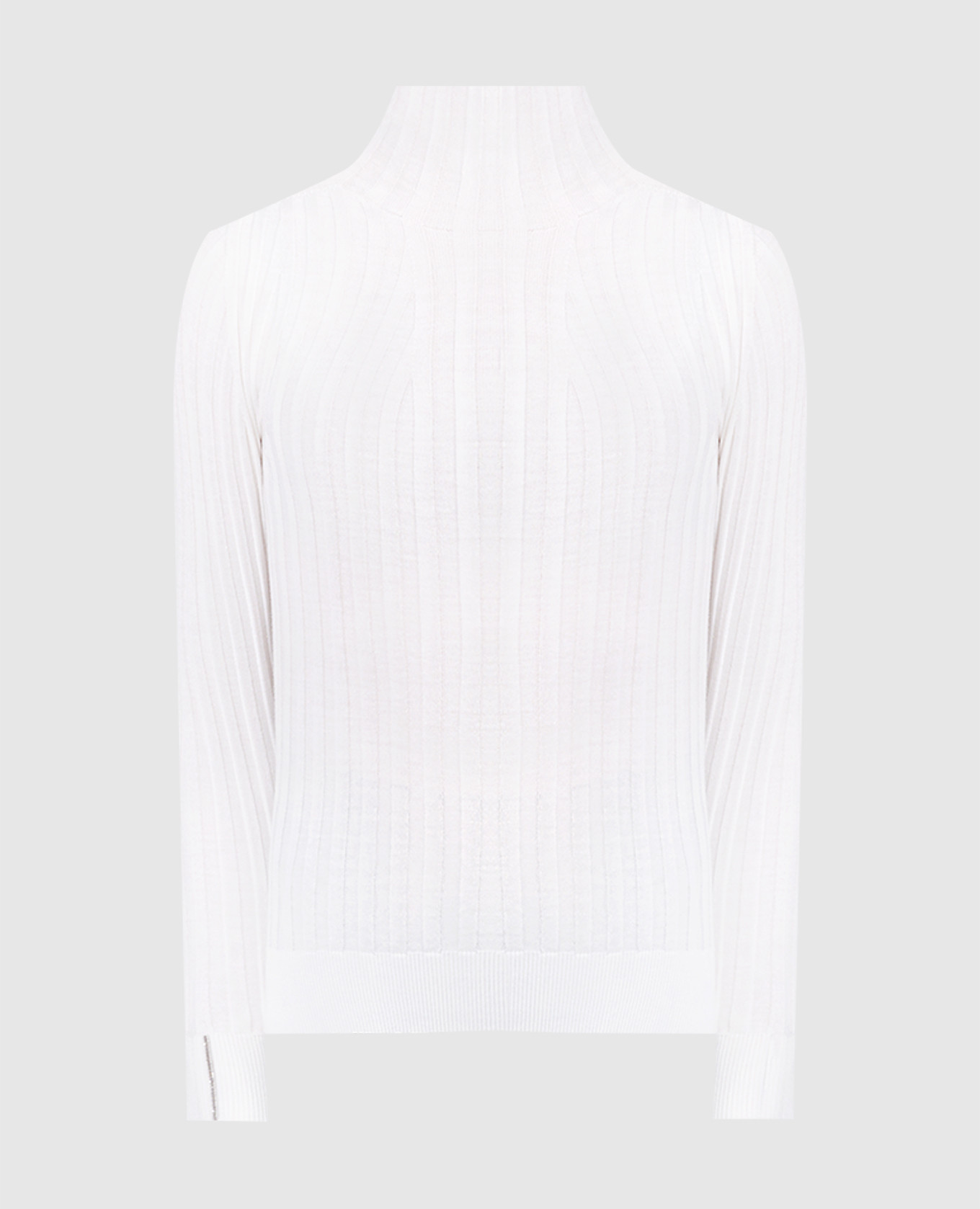 White ribbed turtleneck with lurex