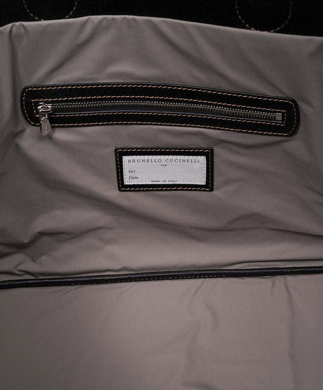 Brunello Cucinelli Черная кожаная дорожная сумка с логотипом MBZIU071 изображение 4