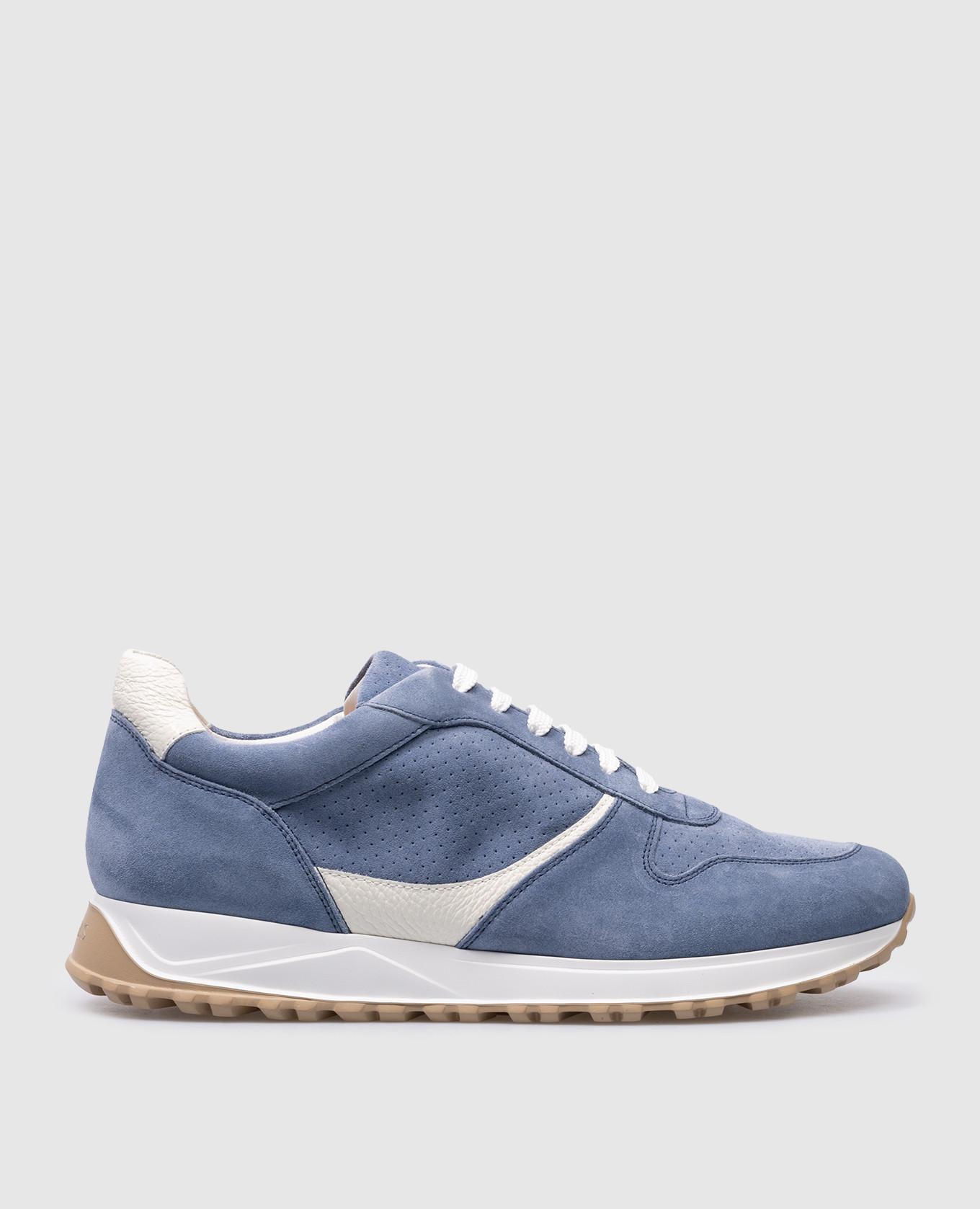 Blue suede sneakers with logo