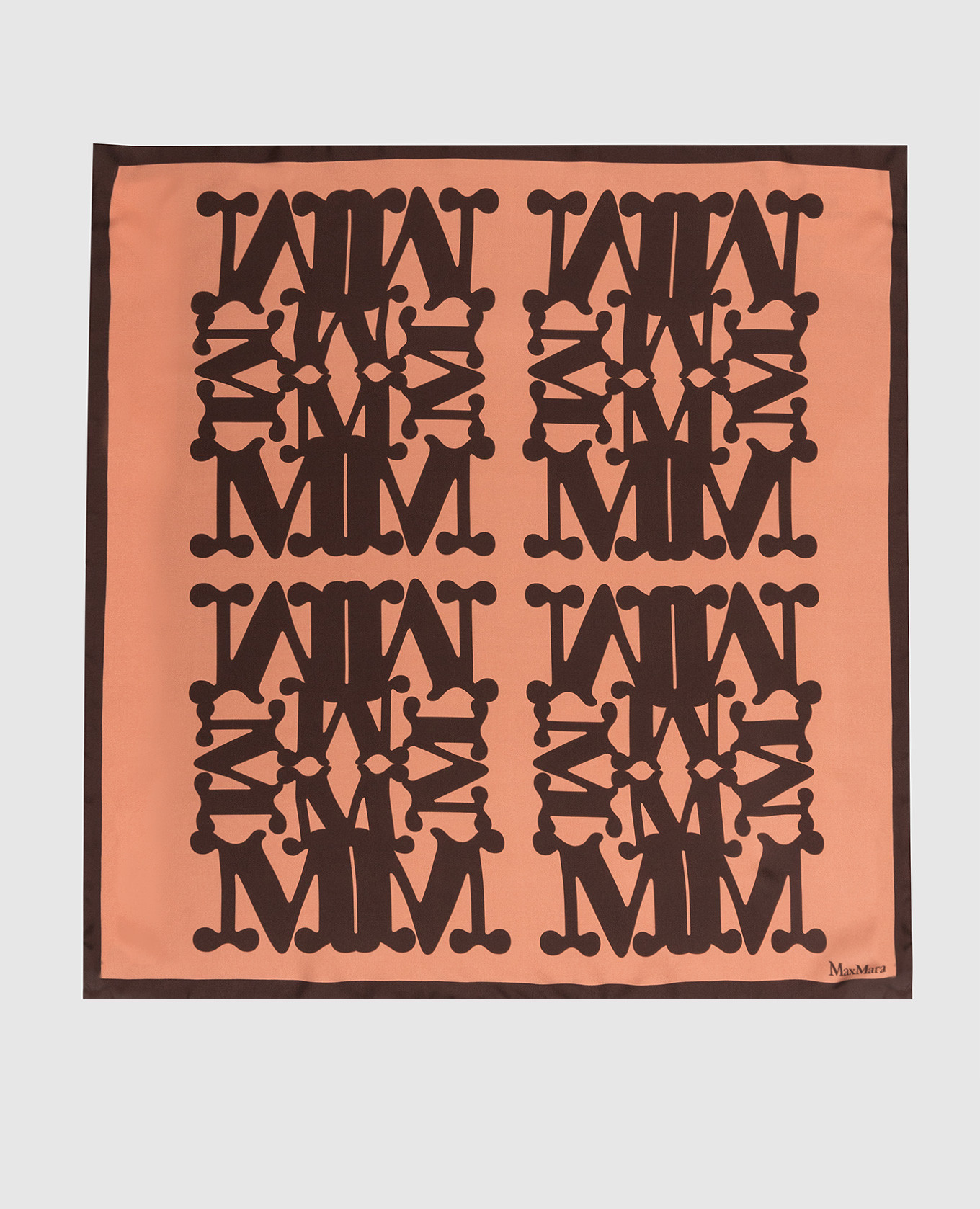 

Коричневый платок Faust из шелка в принт монограммы, Платки
