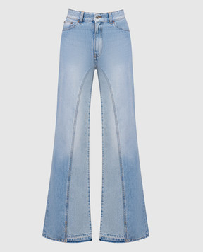 Victoria Beckham Голубые джинсы клеш с эффектом потертости 1124DJE005217A