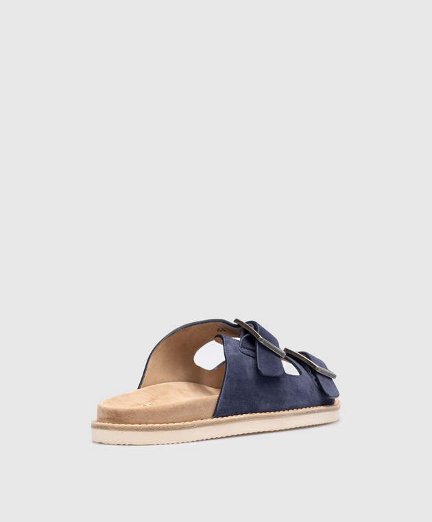 Brunello Cucinelli Сині замшеві шльопанці MZUSILY235 зображення 3