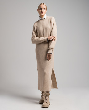 Brunello Cucinelli Бежевое платье с цепочкой мониль MER188A94