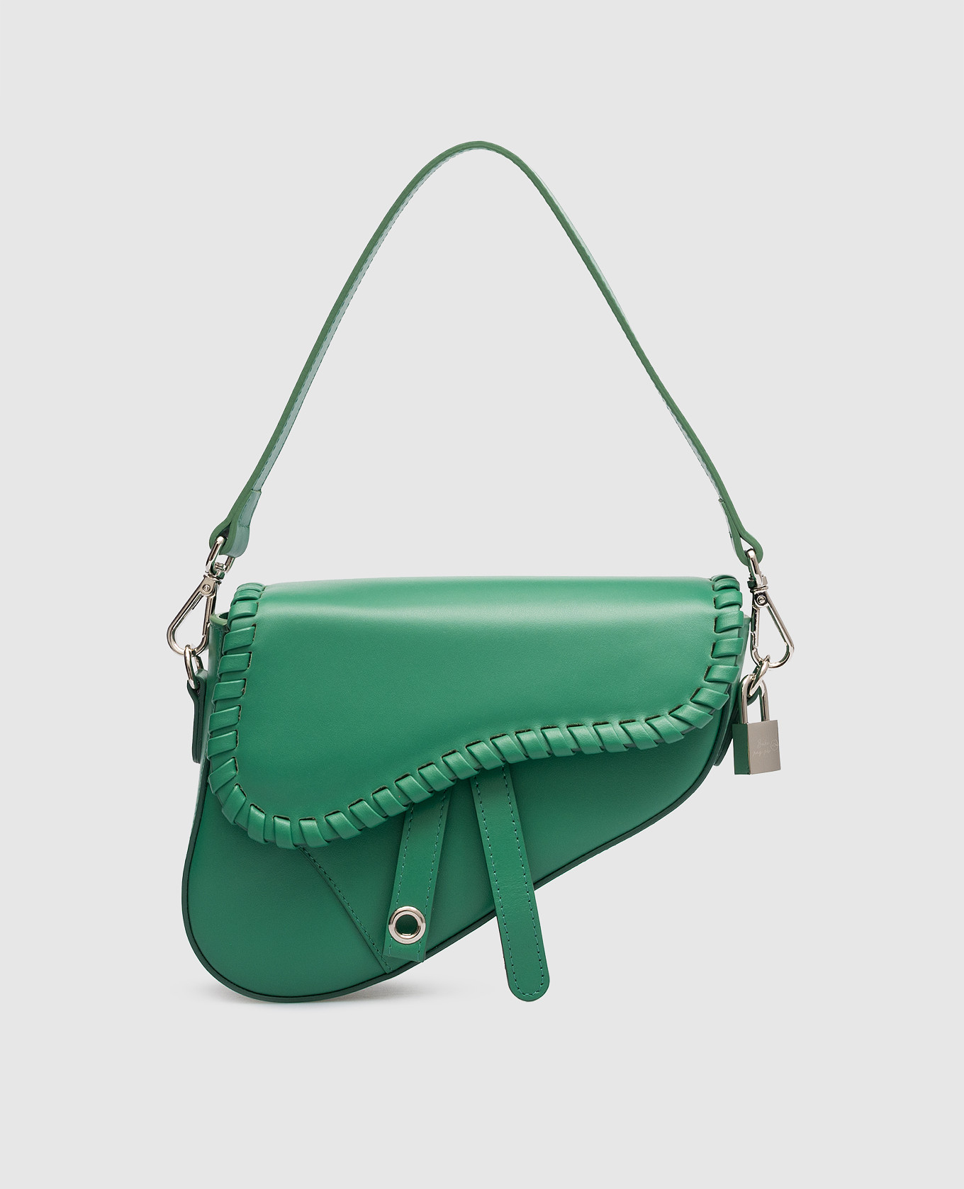 Green leather saddle bag