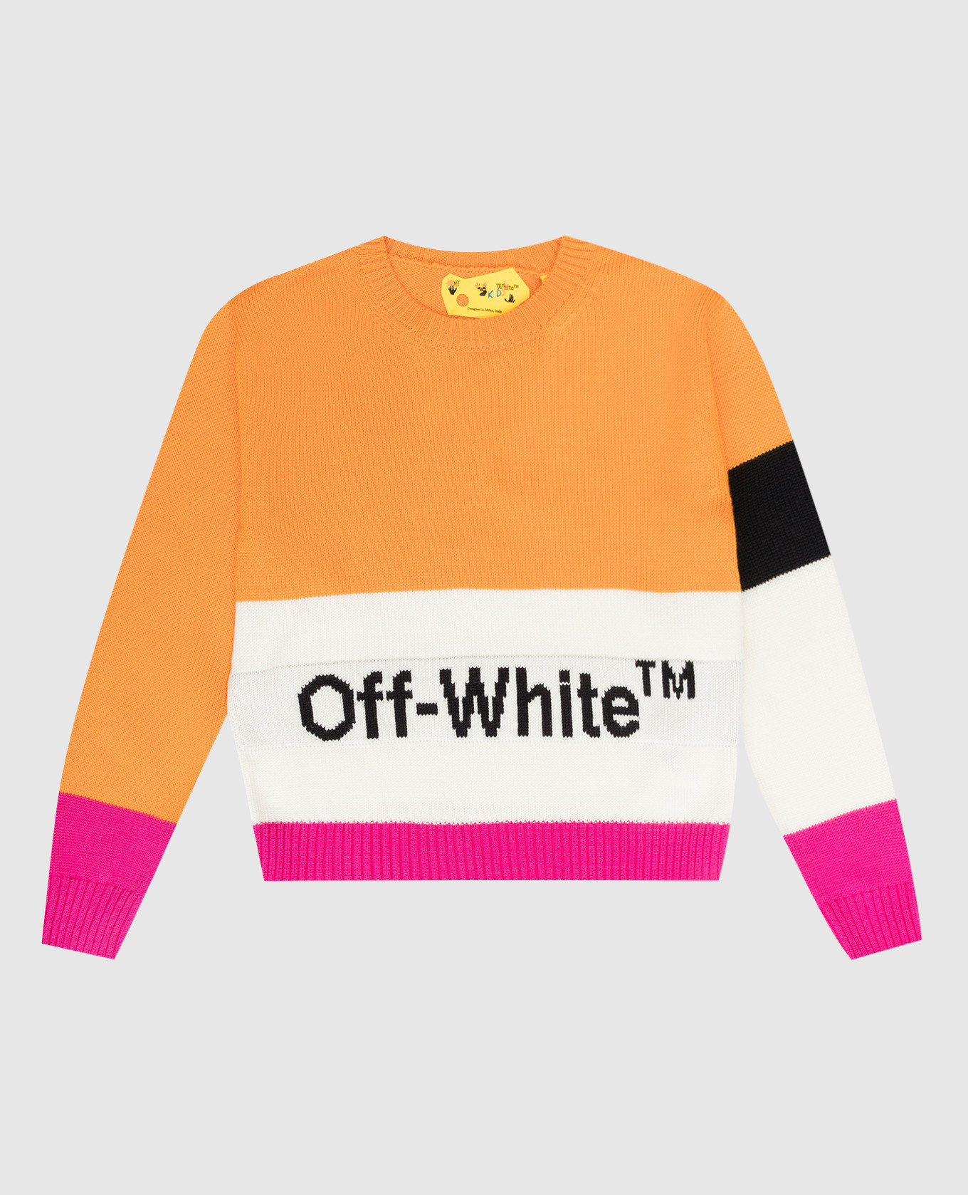 

Детский оранжевый свитер из шерсти с эффектом Color Block, Свитера