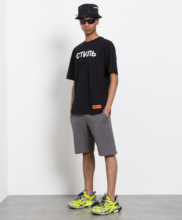 Heron Preston Черная футболка с контрастным принтом HMAA025C99JER002 изображение 2
