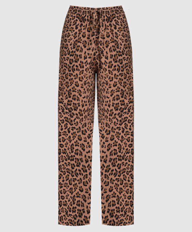 Simonetta Ravizza Brown pants made of silk in an animalistic print PS17T29