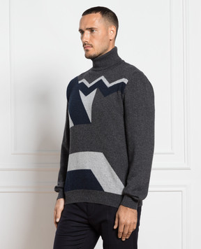 Kiton Серый свитер из кашемира с узором. UK1394W23