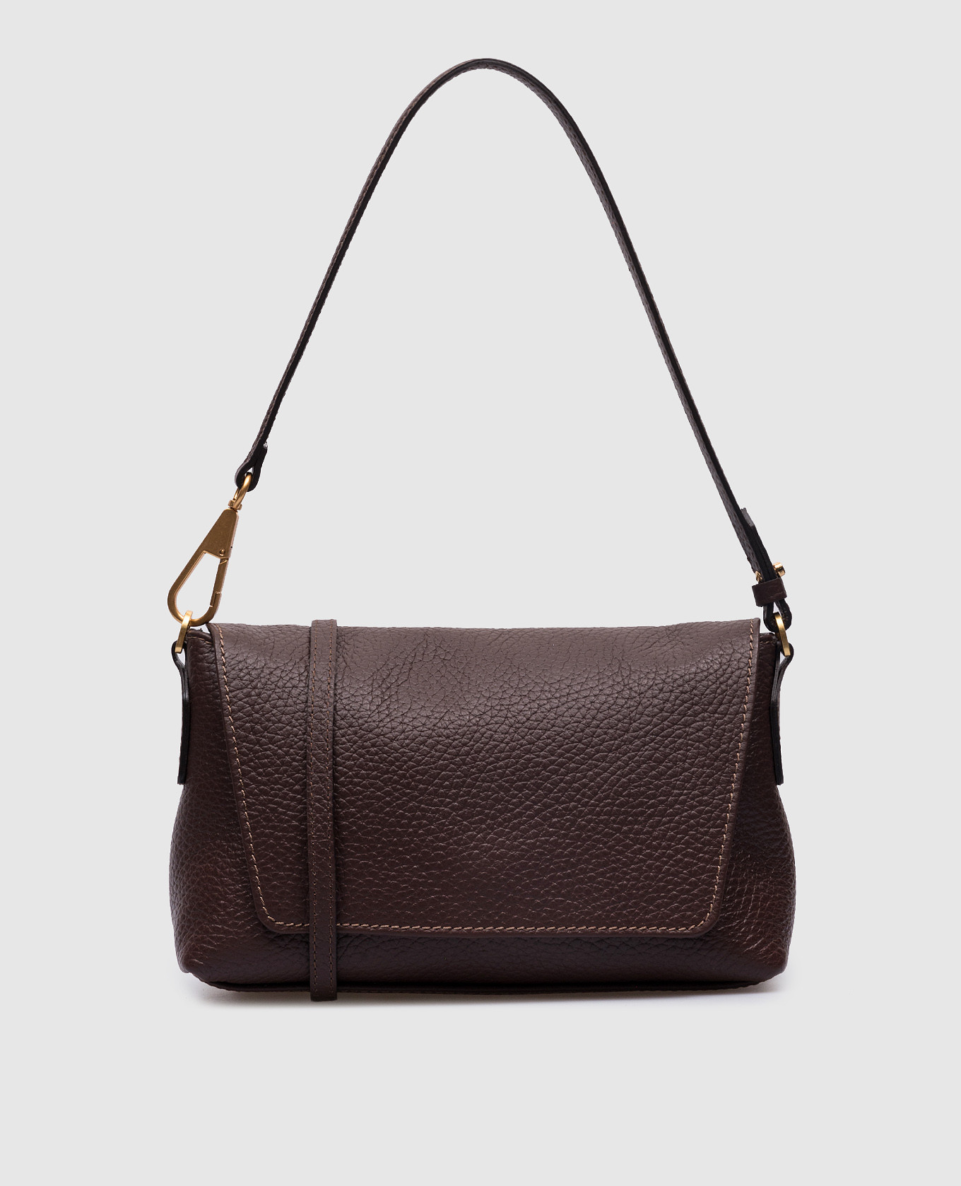 

Коричневая кожаная сумка-мессенджер Brooke с логотипом, Коричневый, Сумки через плечо