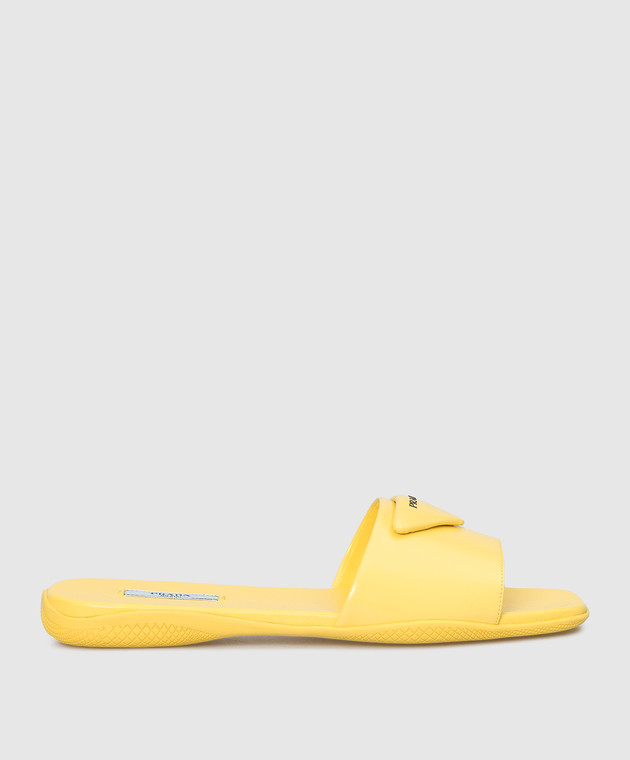 Prada Жовті шкіряні шльопанці з логотипом 1XX591055