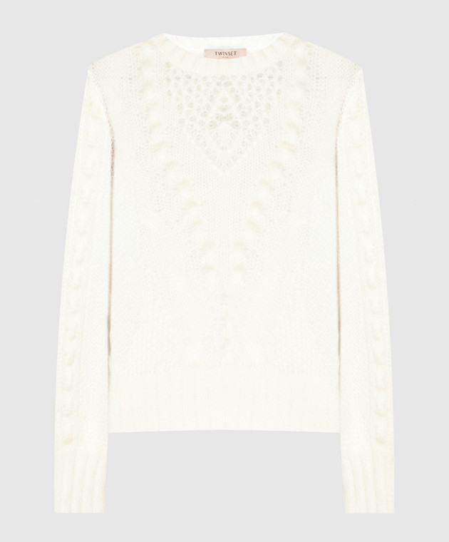 Twinset White openwork sweater in a pattern 232TP3110