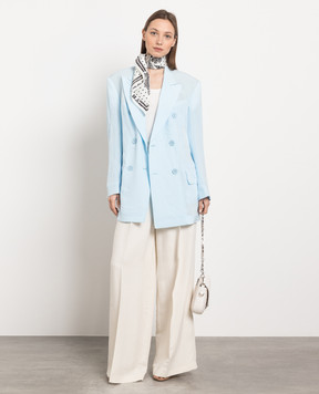 Max Mara Sportmax Блакитний двобортний жакет Zelig з ефектом жатки ZELIG