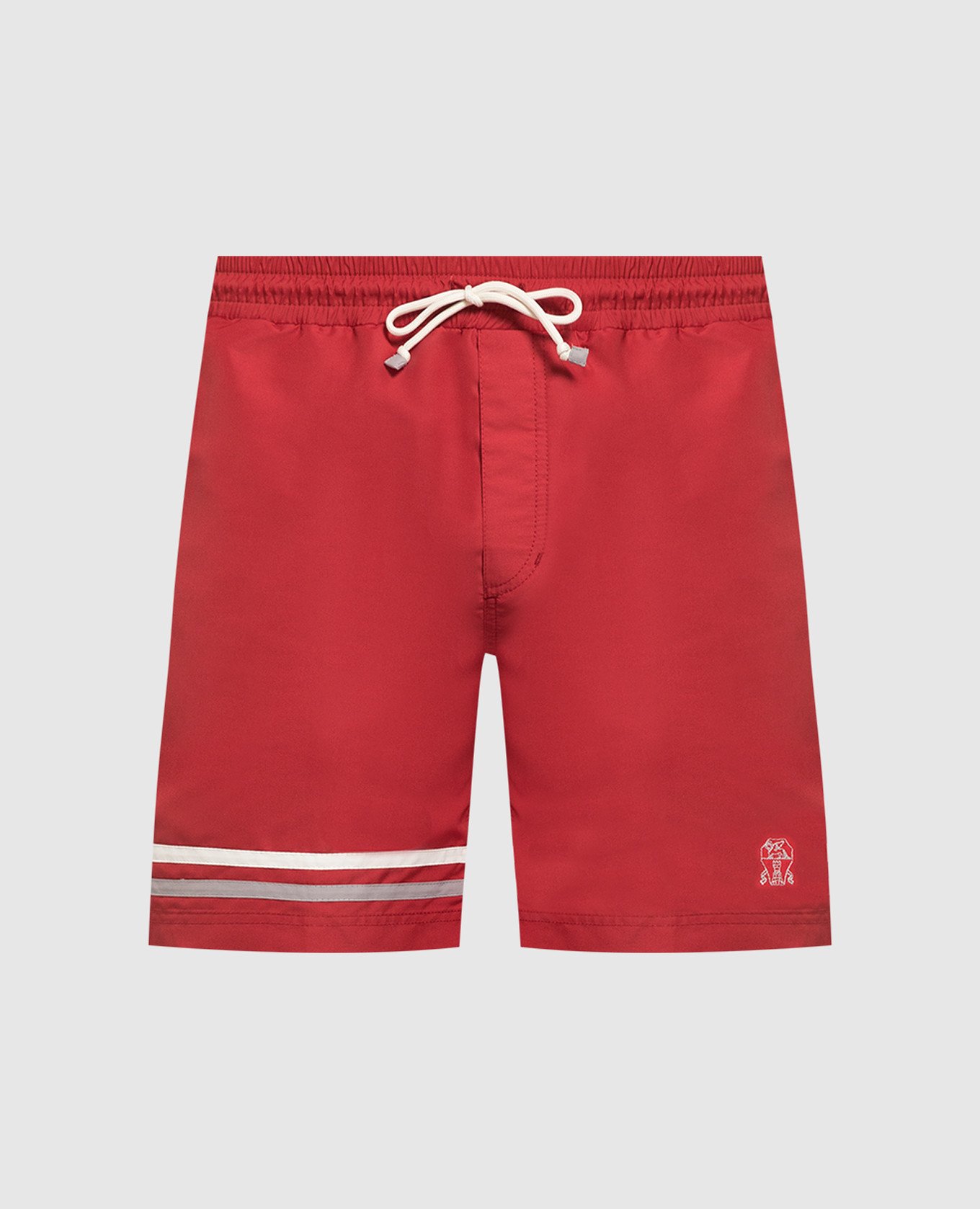 Red swim shorts with logo embroidery