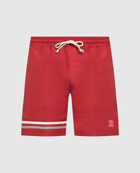Brunello Cucinelli Красные шорты для плавания с вышивкой логотипа MW817047