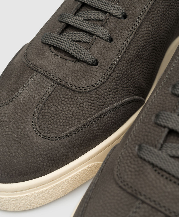 Brunello Cucinelli Серые кожаные кеды MZUMSAN274 изображение 5