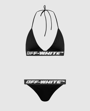 Off-White Black swimsuit with contrasting logo print OWFA034C99JER001