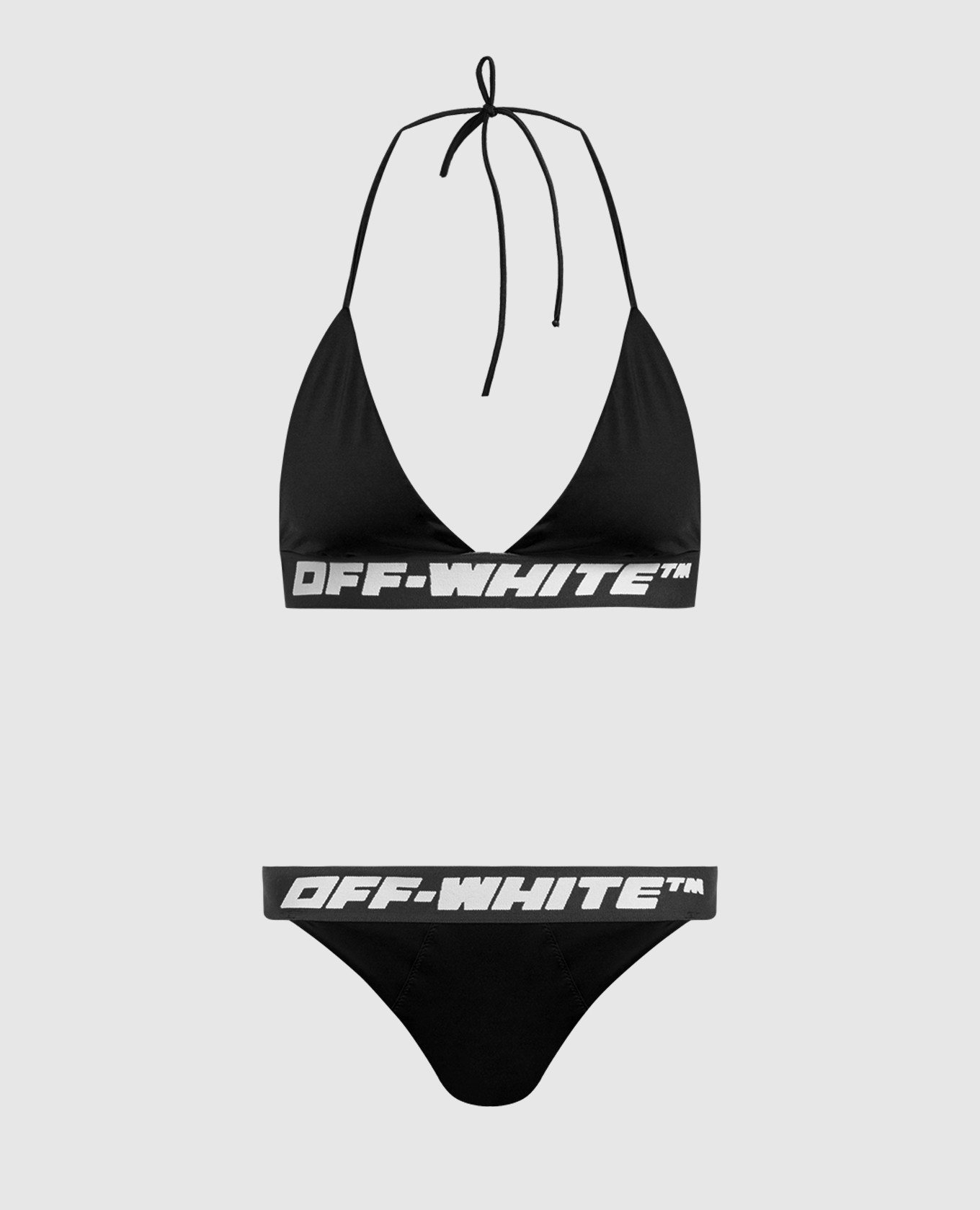 Черный купальник с контрастным принтом логотипа