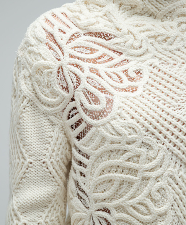 Ermanno Scervino White sweater in a textured pattern D435M745APHSK image 5