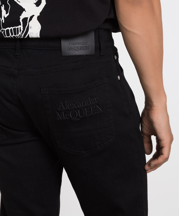 Alexander McQueen Чорні джинси з вишивкою логотип. 683031QTY49 зображення 5