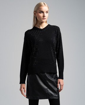 Max Mara Sportmax Черный пуловер Uta с кристаллами UTA