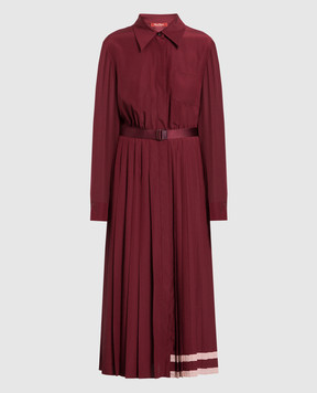 Max Mara Бордовое платье-рубашка Sandalo с плёсированием SANDALO