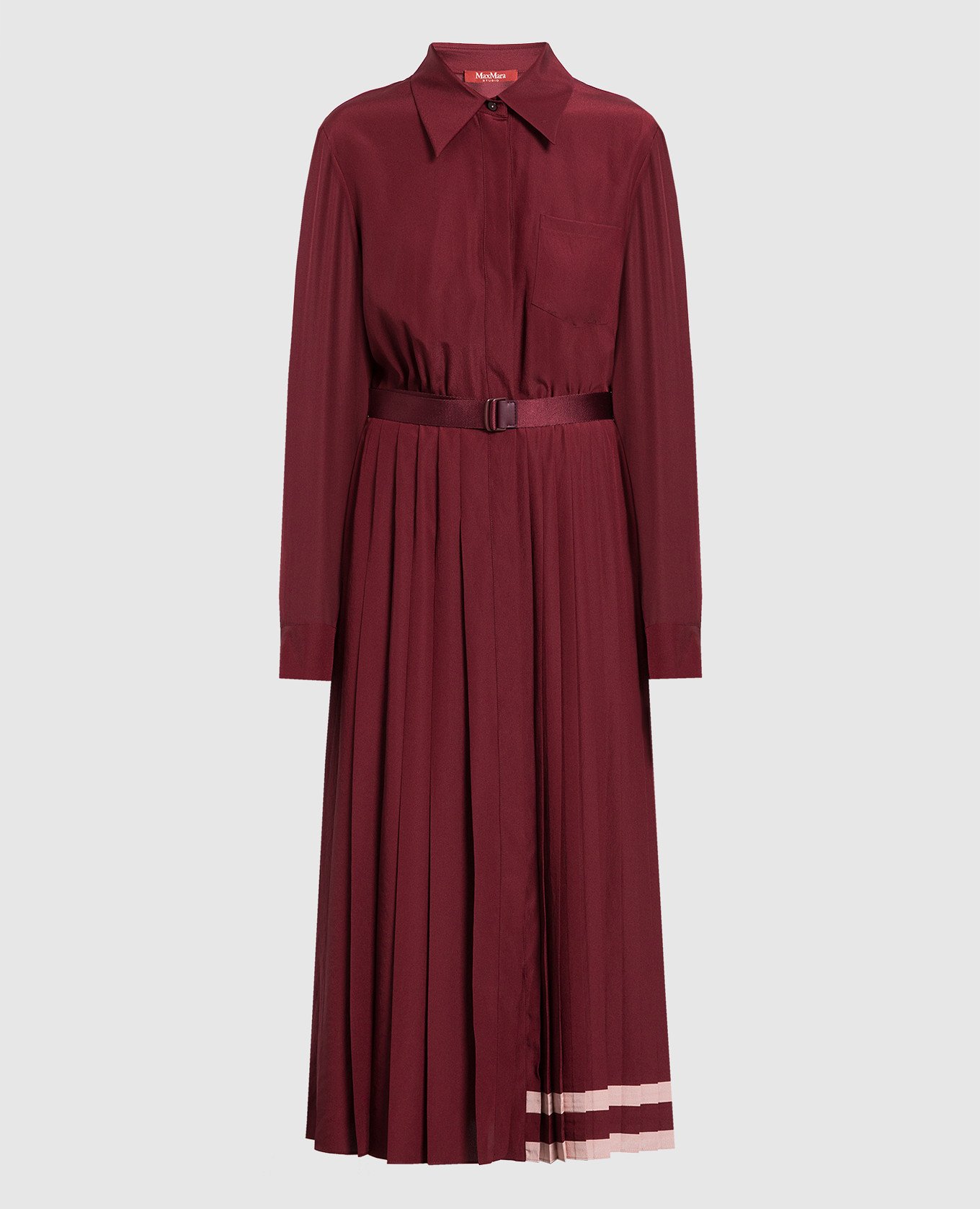 Sandalo burgundy pleated shirt dress