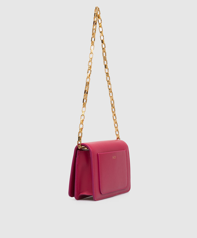 N21 Pink messenger bag with metallic textured logo 23EBP0941VT01 изображение 3