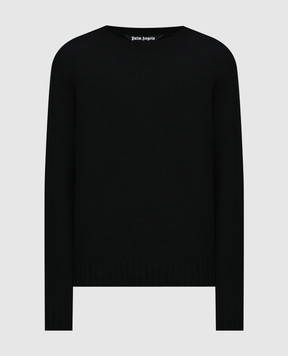 Palm Angels Чорний светр з вовною з вишивкою логотипа PMHE027C99KNI001