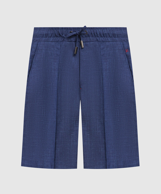ISAIA Blue shorts made of wool, silk and linen PNC02181601