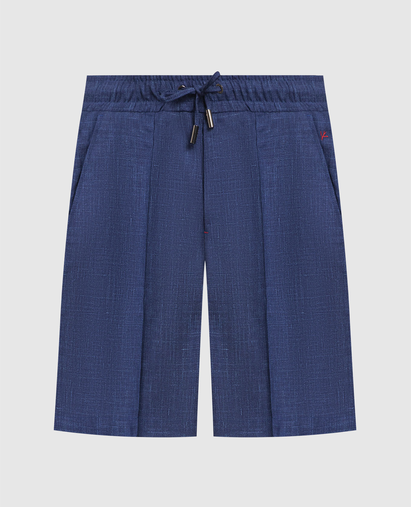Blue shorts made of wool, silk and linen