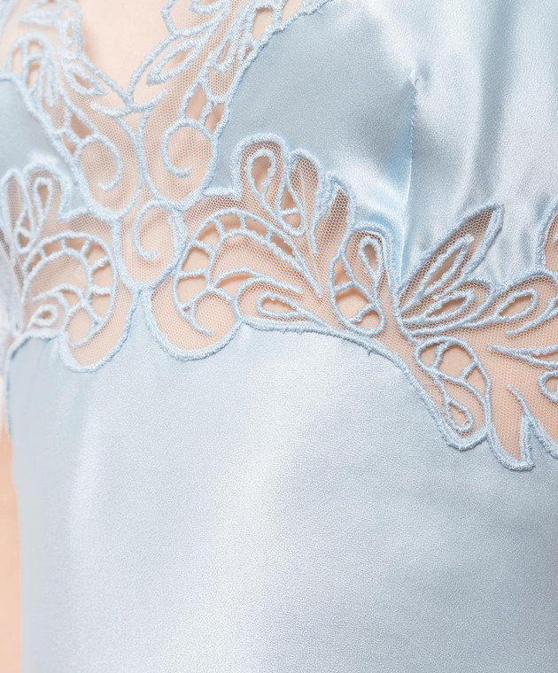 Ermanno Scervino - Голубой топ из шелка с кружевом D422L721FDE