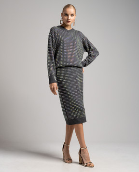 Max Mara Sportmax Серый пуловер Uta с кристаллами UTA
