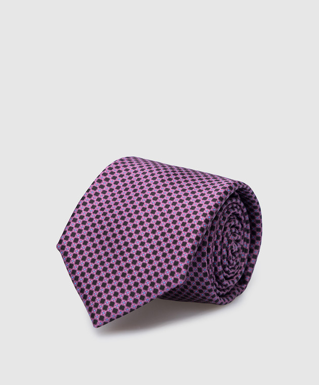 Stefano Ricci Дитяча фіолетова краватка з шовку в геометричним малюнком. YCH33031
