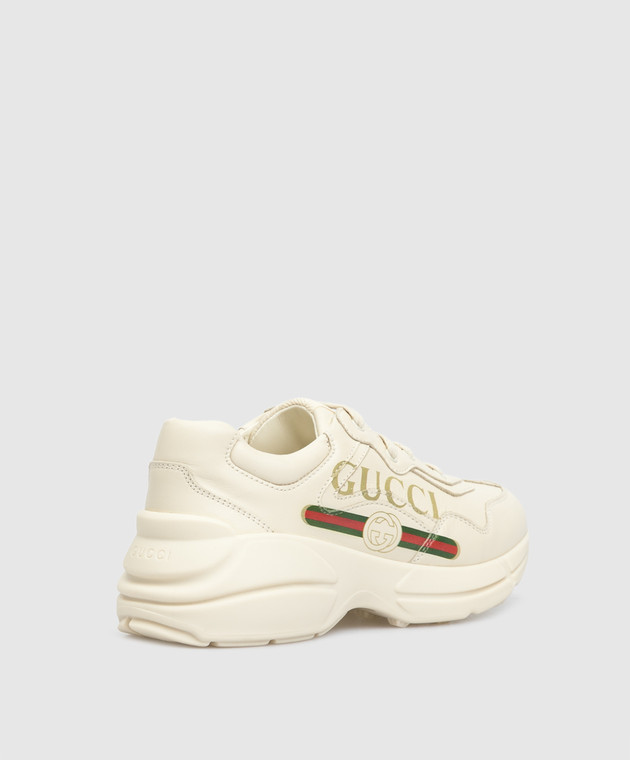 Gucci Дитячі світло-бежеві шкіряні кросівки 585089 зображення 3