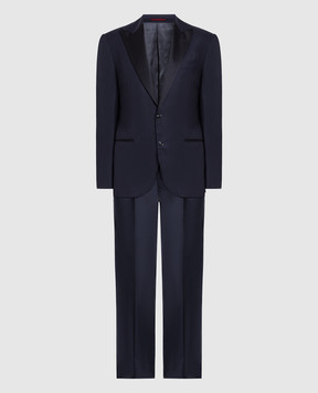 Brunello Cucinelli Темно-синий костюм из шерсти и шелка MF460AS28