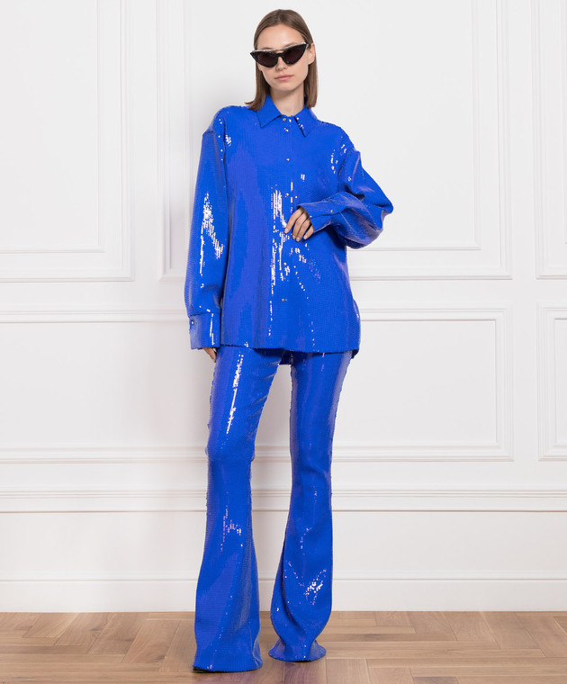 David Koma Blue pants with sequins SS23DK23TR image 2