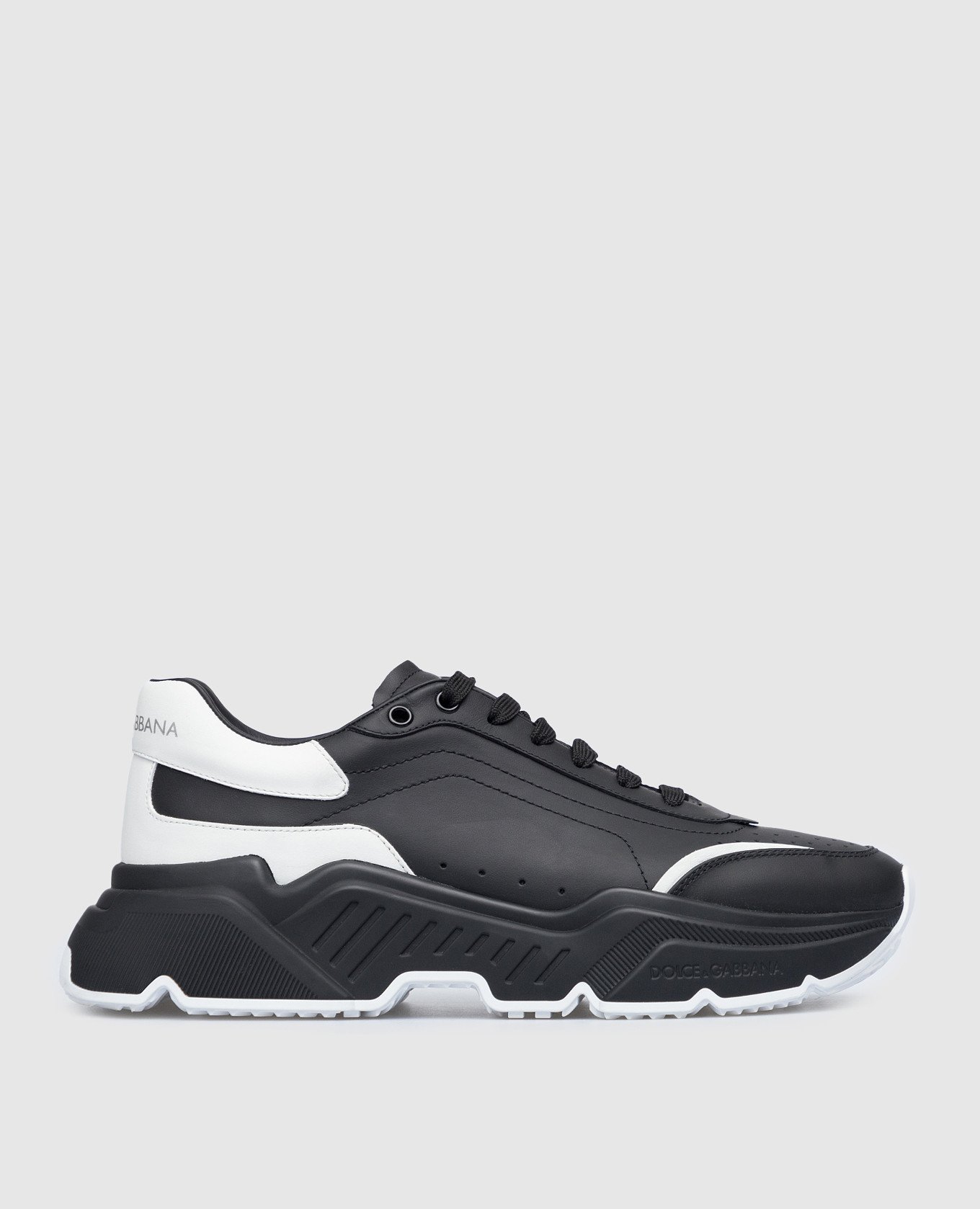 Daymaster black leather sneakers with contrast inserts