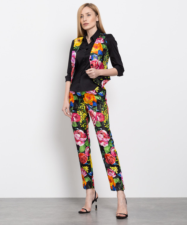 Dolce&Gabbana Шовкові штани з принтом Букет FTAM2TIS1K0 зображення 2