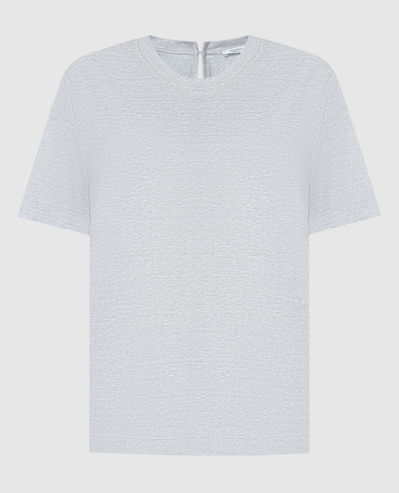 Gray linen t-shirt with monil chain