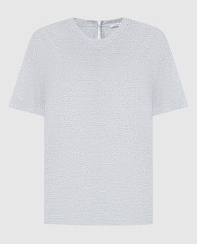 Peserico Сіра футболка з льоном з ланцюжком моніль S06167J003036