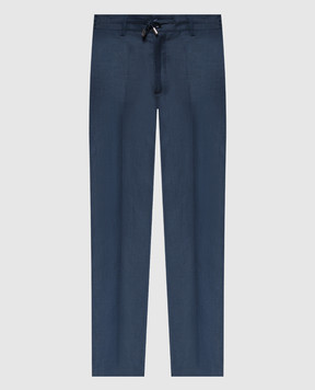 Stefano Ricci Синие брюки из шерсти и льна с металлическим логотипом. M1T4100022WL001Q