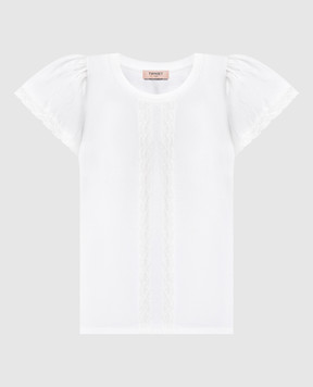 Twinset Белая блуза с кружевом 231TP2760
