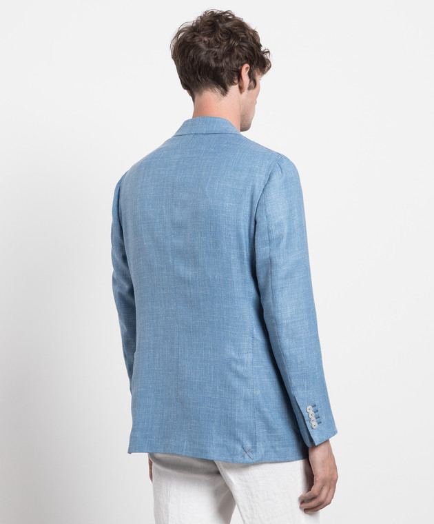 Enrico Mandelli Blue wool, silk and linen blazer NAPOLI5117 image 4