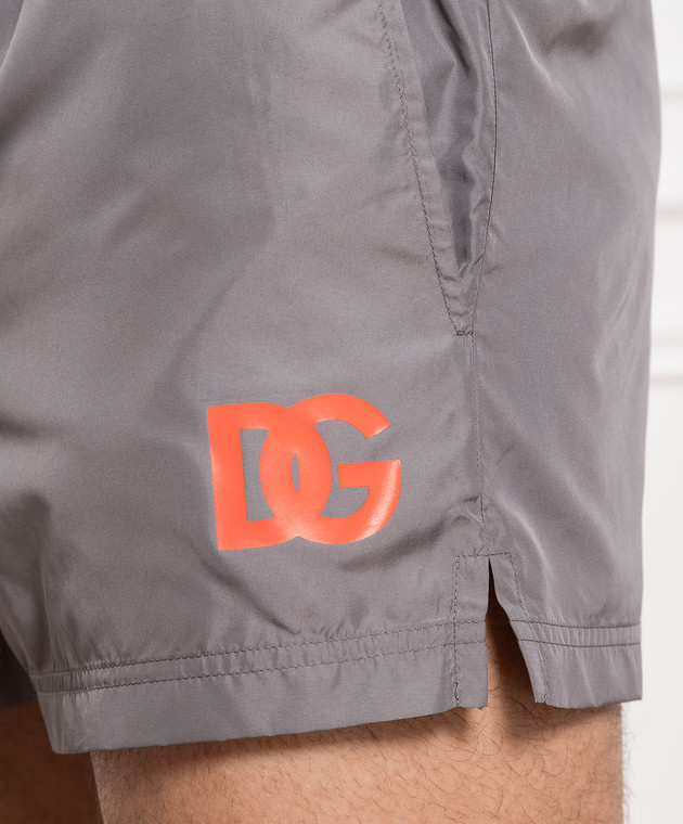Dolce&Gabbana Gray swim shorts with DG logo print M4E38TFUSFW image 5