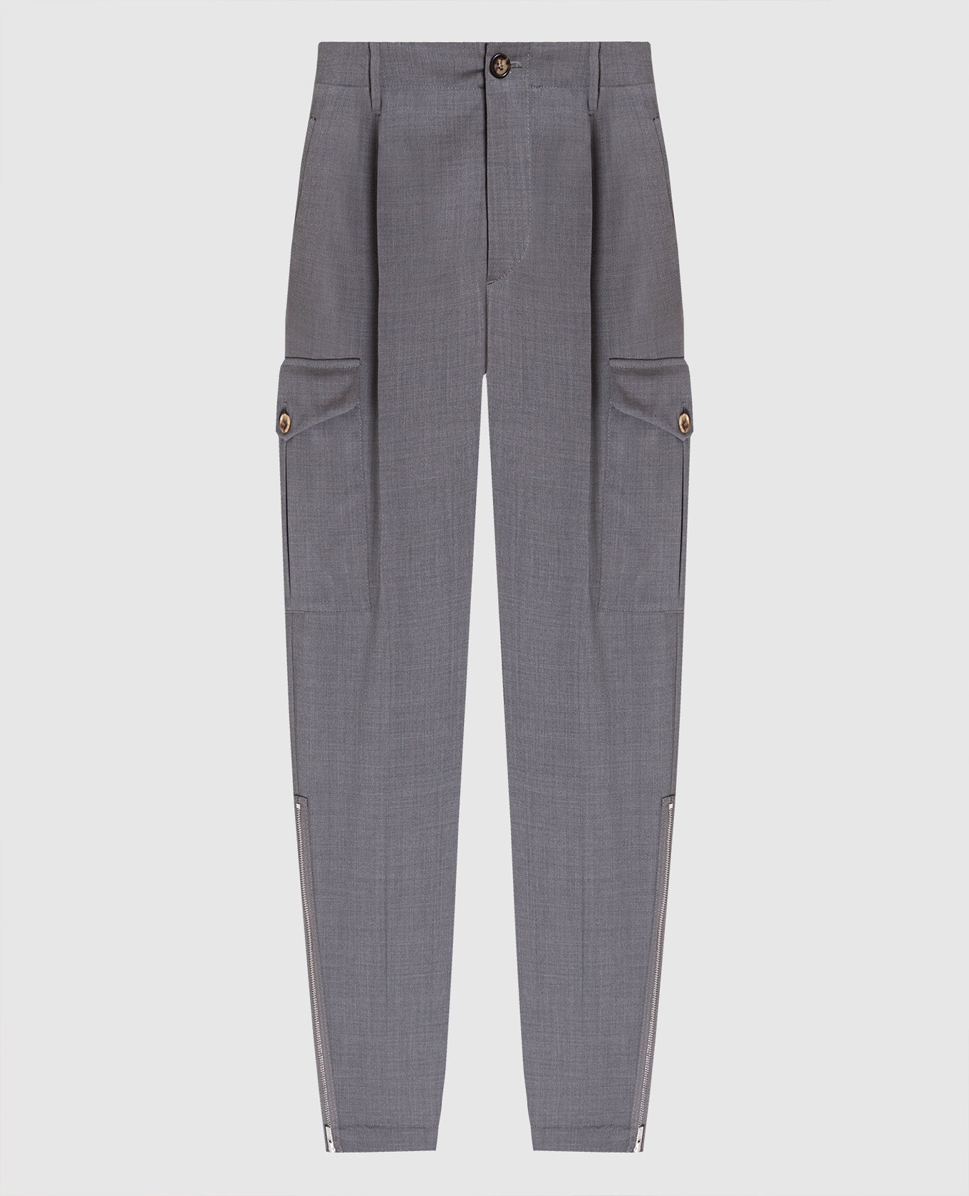 Gray wool cargo pants
