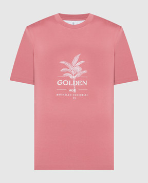 Brunello Cucinelli Розовая футболка с принтом логотипа M0B138482