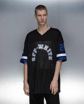 Off-White Чорна футболка Football Ow OMAA169S24JER001