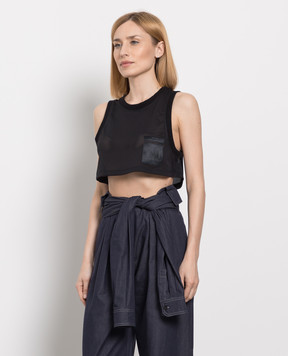Max Mara Черный топ Lacca с перфорацией LACCA