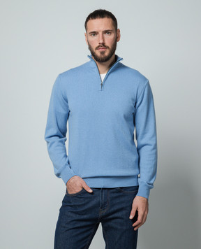 Cashmere&Whiskey Блакитний джемпер з кашеміру з блискавкою 357N
