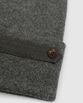 Brunello Cucinelli Сіра шапка з кашеміру з ланцюжком моніль M12189549